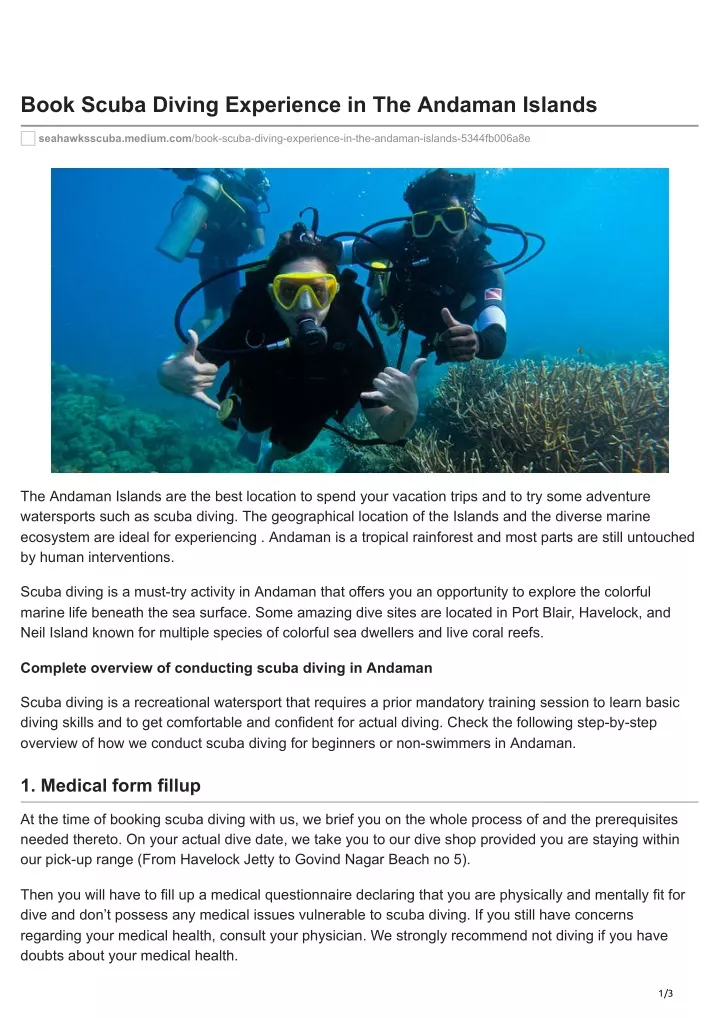 book scuba diving experience in the andaman