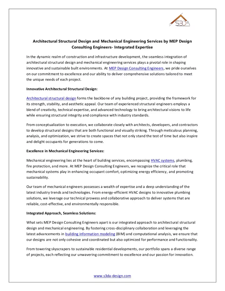 architectural structural design and mechanical