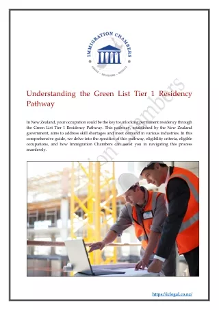 Understanding the Green List Tier 1 Residency Pathway