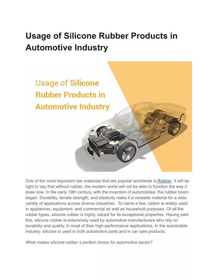 usage of silicone rubber products in automotive