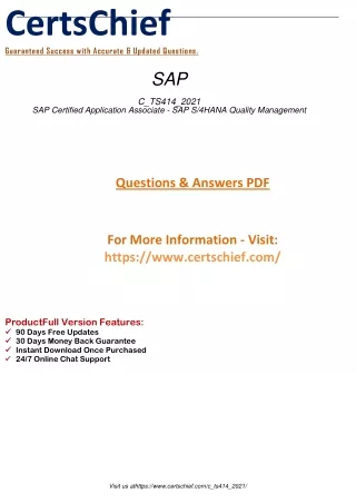 Conquer the C_TS414_2021 SAP Certified Application Associate Exam Revolutionize Your Career with SAP S4HANA Quality Mana