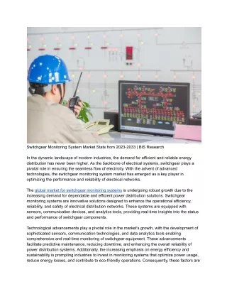 Switchgear Monitoring System Market Stats from 2023-2033 _ BIS Research