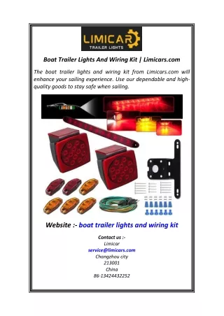 Boat Trailer Lights And Wiring Kit  Limicars.com