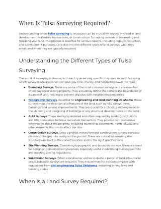 When is Tulsa Surveying Required