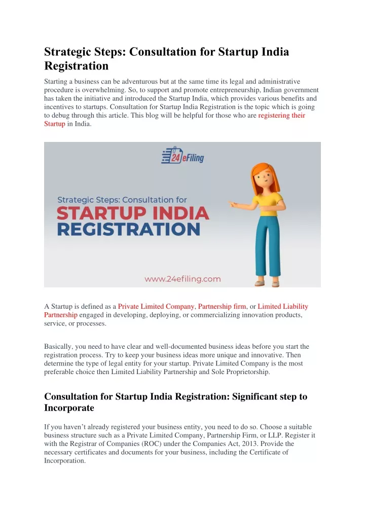 strategic steps consultation for startup india