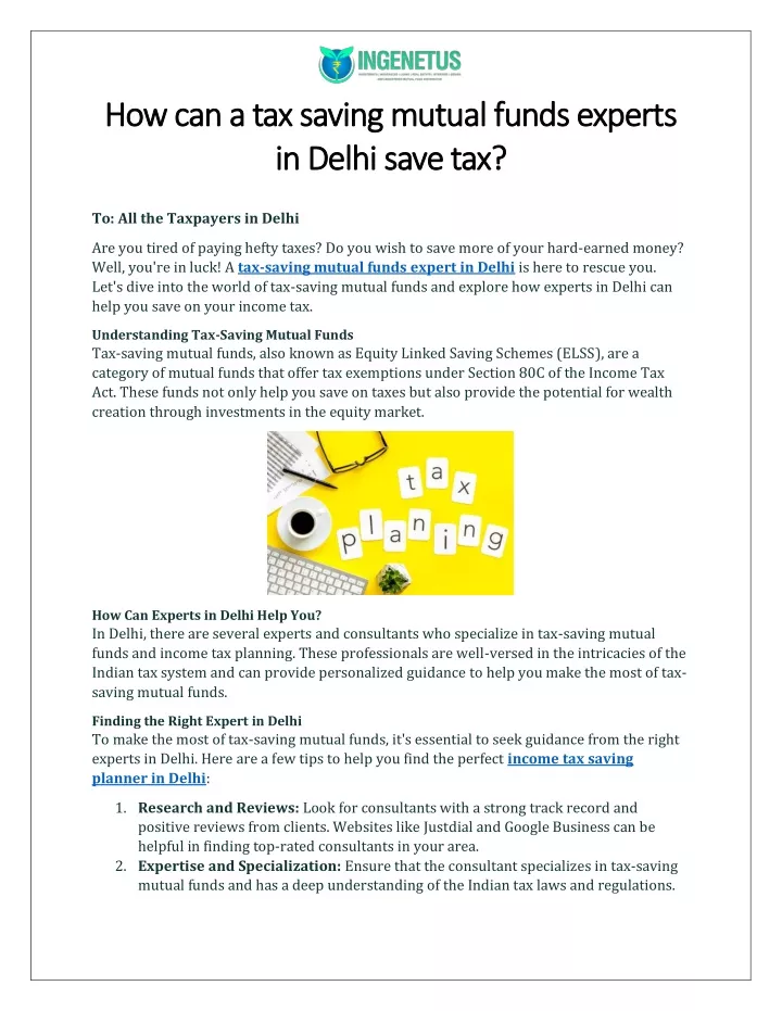 how can a tax saving mutual funds experts