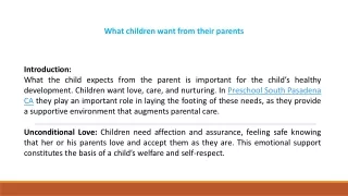 What children want from their parents