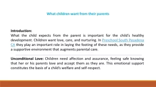 what children want from their parents