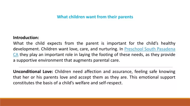 what children want from their parents