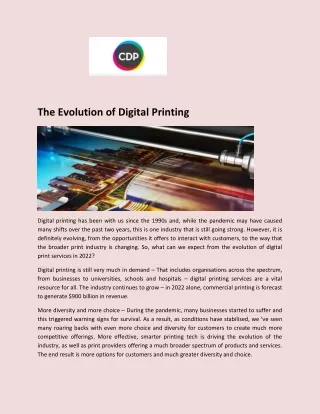 the evolution of digital printing