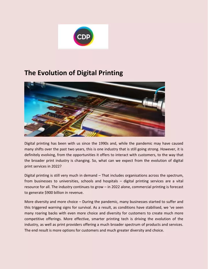 the evolution of digital printing