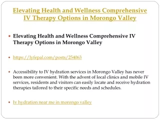 Elevating Health and Wellness Comprehensive IV Therapy Options in Morongo Valley