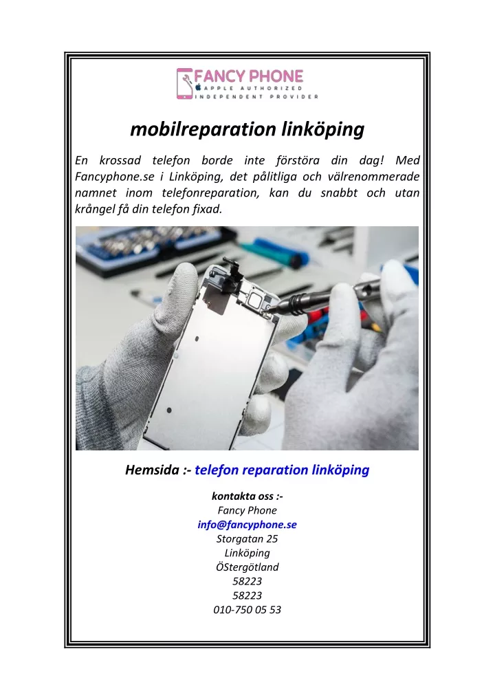 mobilreparation link ping