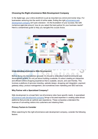 Choosing the Right eCommerce Web Development Company