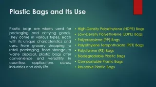 Unique Plastic Bags Types and Its Uses