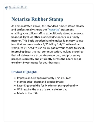 Notarize Rubber Stamp - Stock Stamps