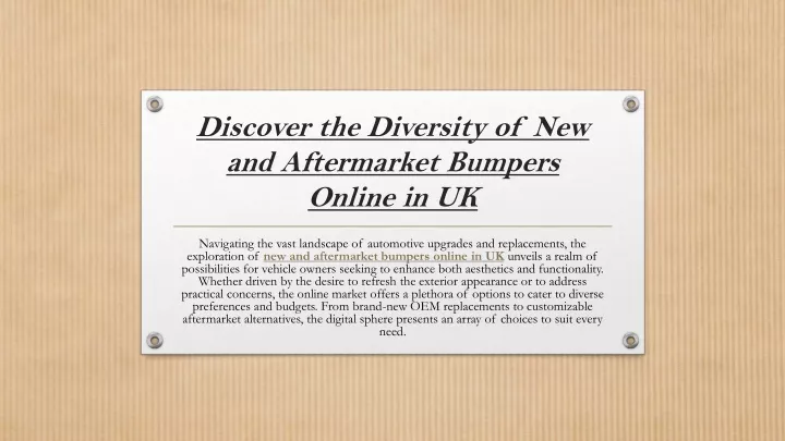 discover the diversity of new and aftermarket bumpers online in uk