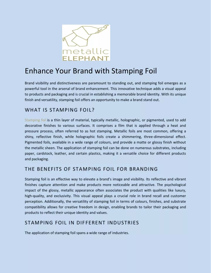 enhance your brand with stamping foil
