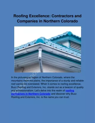 Roofing Excellence Contractors and Companies in Northern Colorado