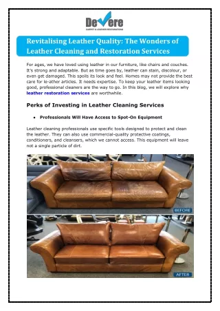 Revitalising Leather Quality The Wonders of Leather Cleaning and Restoration Services