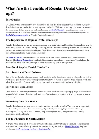 What Are the Benefits of Regular Dental Check-ups