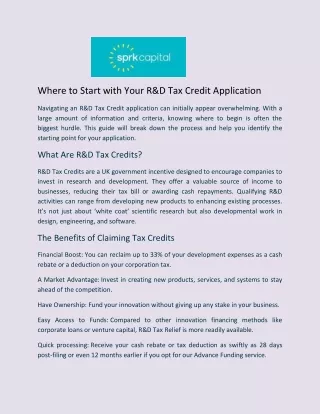 where to start with your r d tax credit