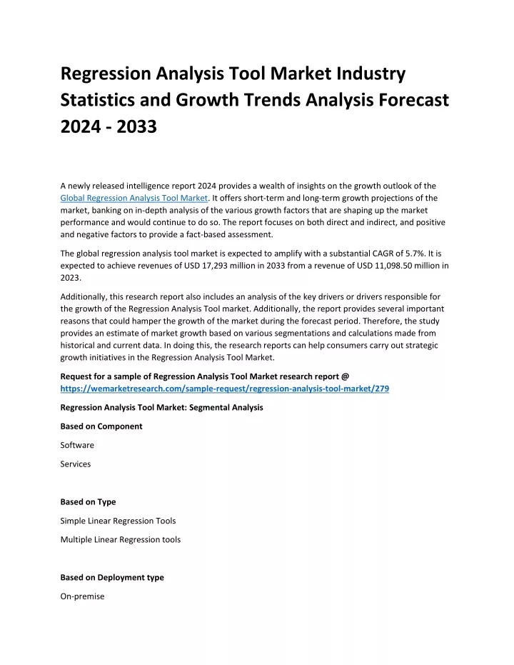 regression analysis tool market industry