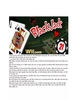 Blackjack tại W88 Dance_ Cẩm Nang Từ A đến Z cho Người Chơi