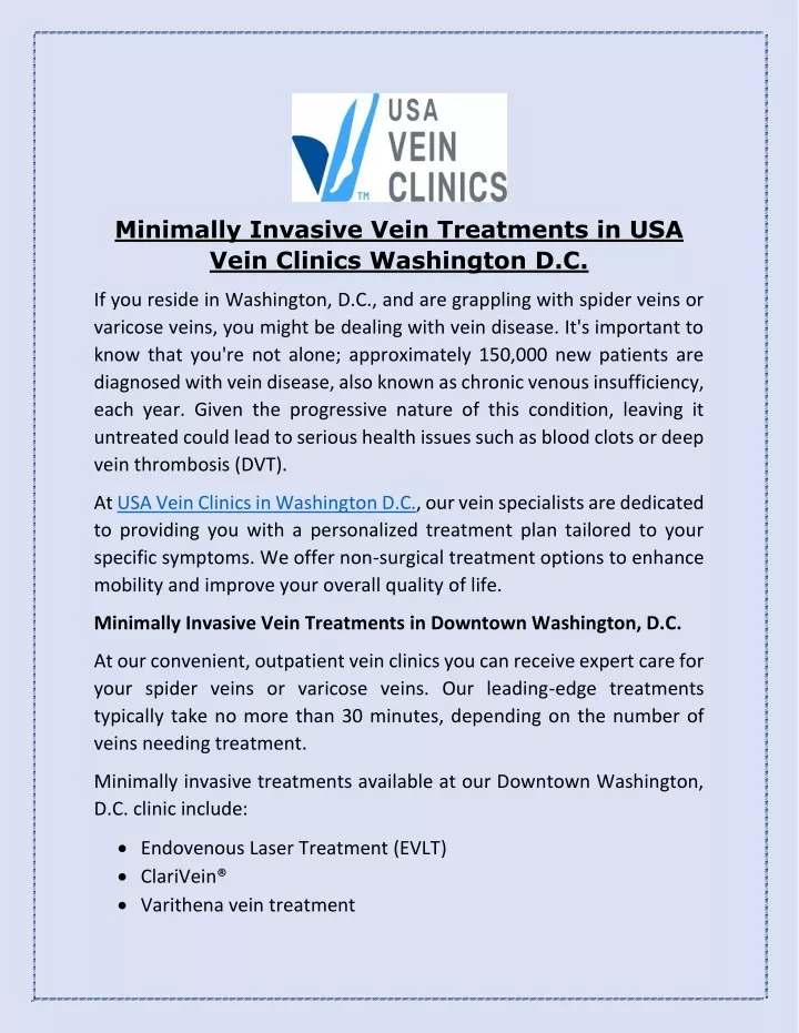 minimally invasive vein treatments in usa vein