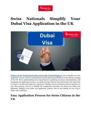 Swiss Nationals Simplify Your Dubai Visa Application in the UK