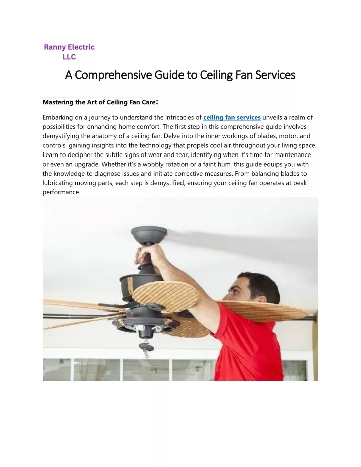 a comprehensive guide to ceiling fan services