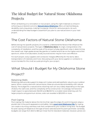 The Ideal Budget for Natural Stone Oklahoma Projects