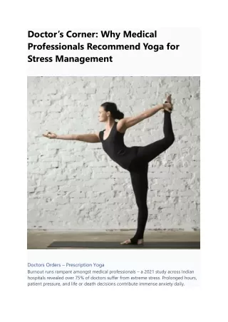 Why Medical Professionals Recommend Yoga for Stress Management