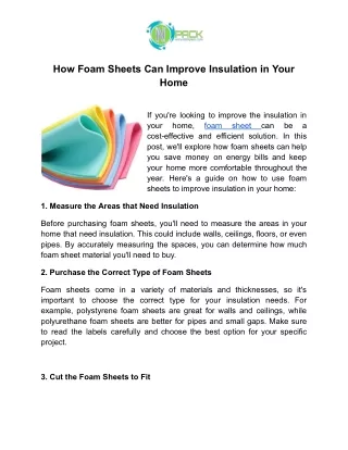 How Foam Sheets Can Improve Insulation in Your Home