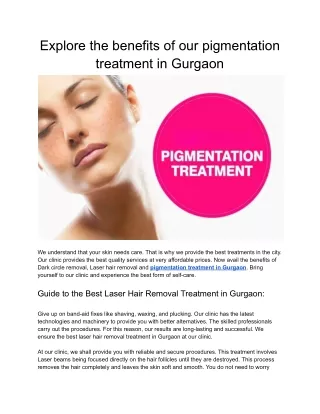 Explore the benefits of our pigmentation treatment in Gurgaon