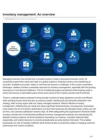 Inventory management An overview