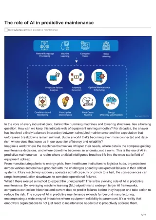 The role of AI in predictive maintenance