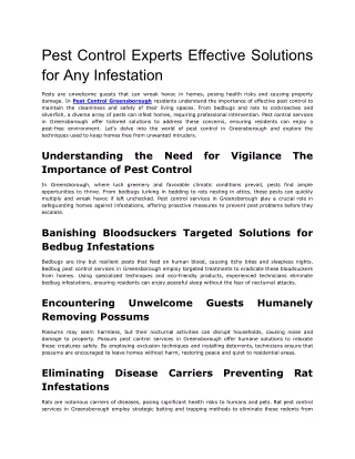 Pest Control Experts Effective Solutions for Any Infestation