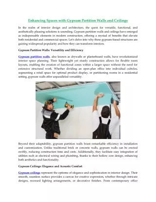 enhancing spaces with gypsum partition walls