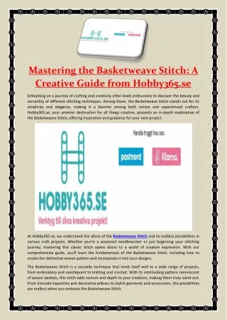 Mastering the Basketweave Stitch A Creative Guide from Hobby365.se