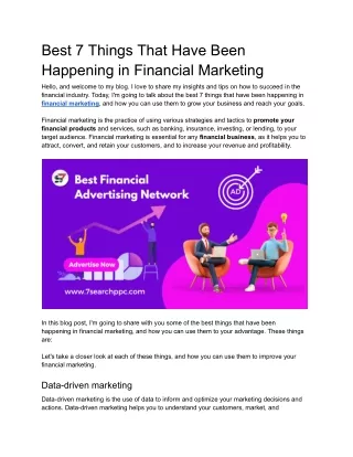 Best 7 Things That Have Been Happening in Financial Marketing