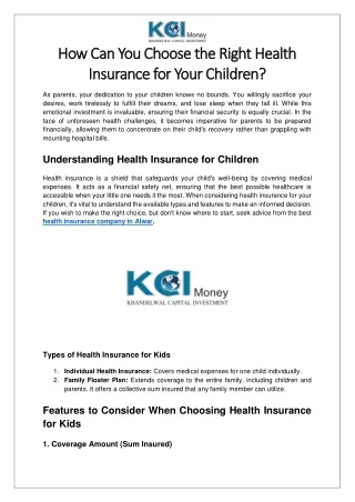 How Can You Choose the Right Health Insurance for Your Children