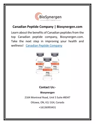 Canadian Peptide Company | Biosynergen.com