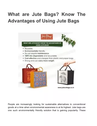 What are Jute Bags Know The Advantages of Using Jute Bags