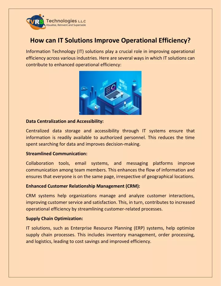 how can it solutions improve operational