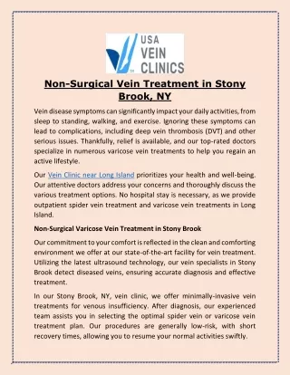 Non-Surgical Vein Treatment in Stony Brook, NY