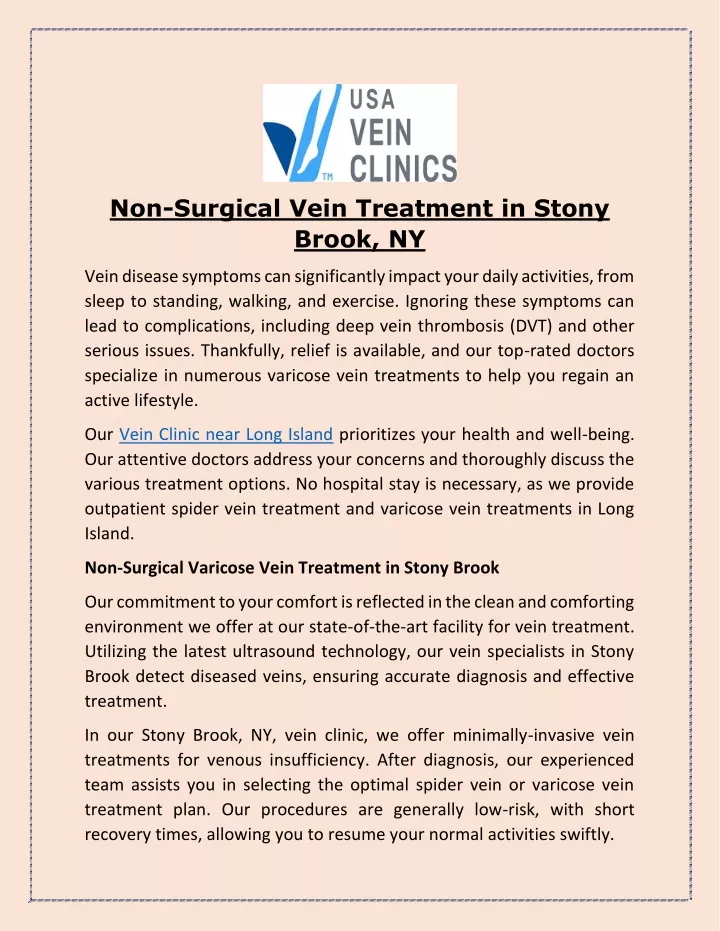 non surgical vein treatment in stony brook ny