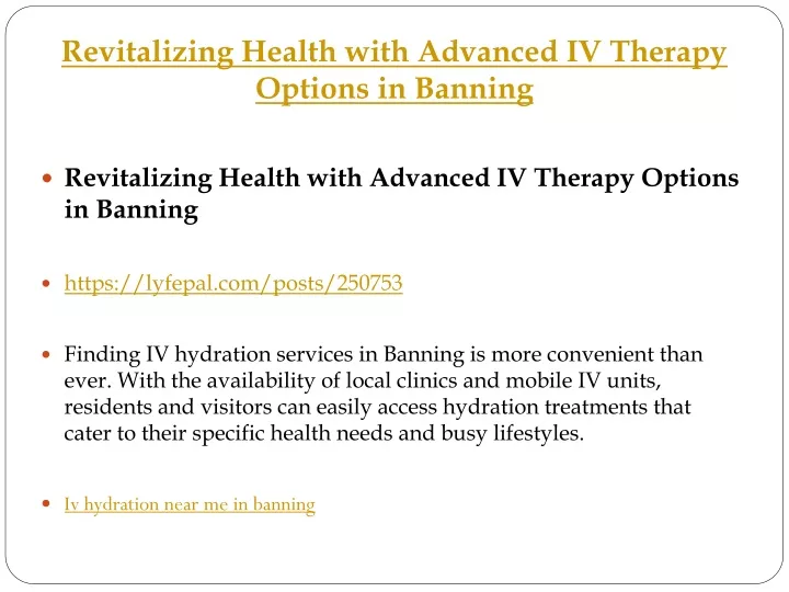 revitalizing health with advanced iv therapy options in banning