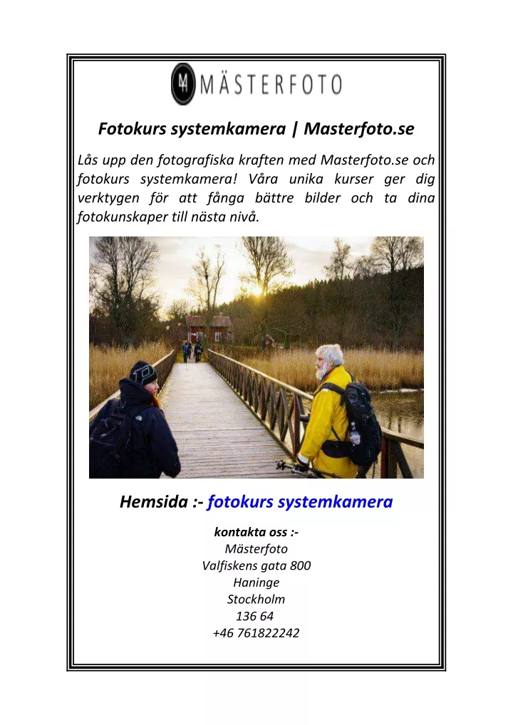 fotokurs systemkamera masterfoto se