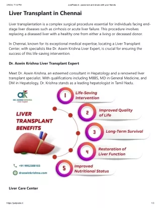 Liver Transplant in Chennai  - PDF